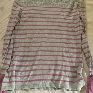 Hannah Gray and Purple Lace Detail Top